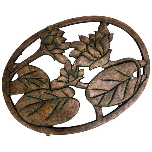 Cast iron floral trivet - iron,